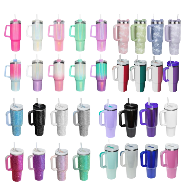 stainless steel 40oz stanlys tumbler with BPA free silicone bottom protective sleeve and dustproof strawcap customize Leopard