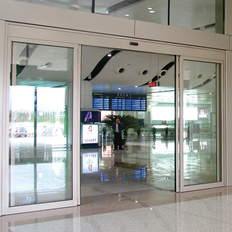 Custom exterior main entrance electric automatic aluminum glass sliding door system design for hospital supermarket store bank