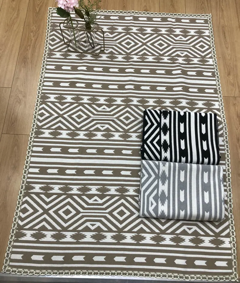 Cotton Thread Jacquard Braid Carpet Modern Simple Living Room Bed Rug Thickened Multi-size Floor Mat