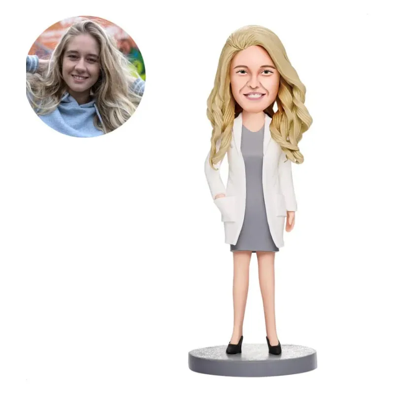 100% Pure Handmade Beautiful Female Doctor White Coat Clay Crafts Custom Artificial Polymer Clay