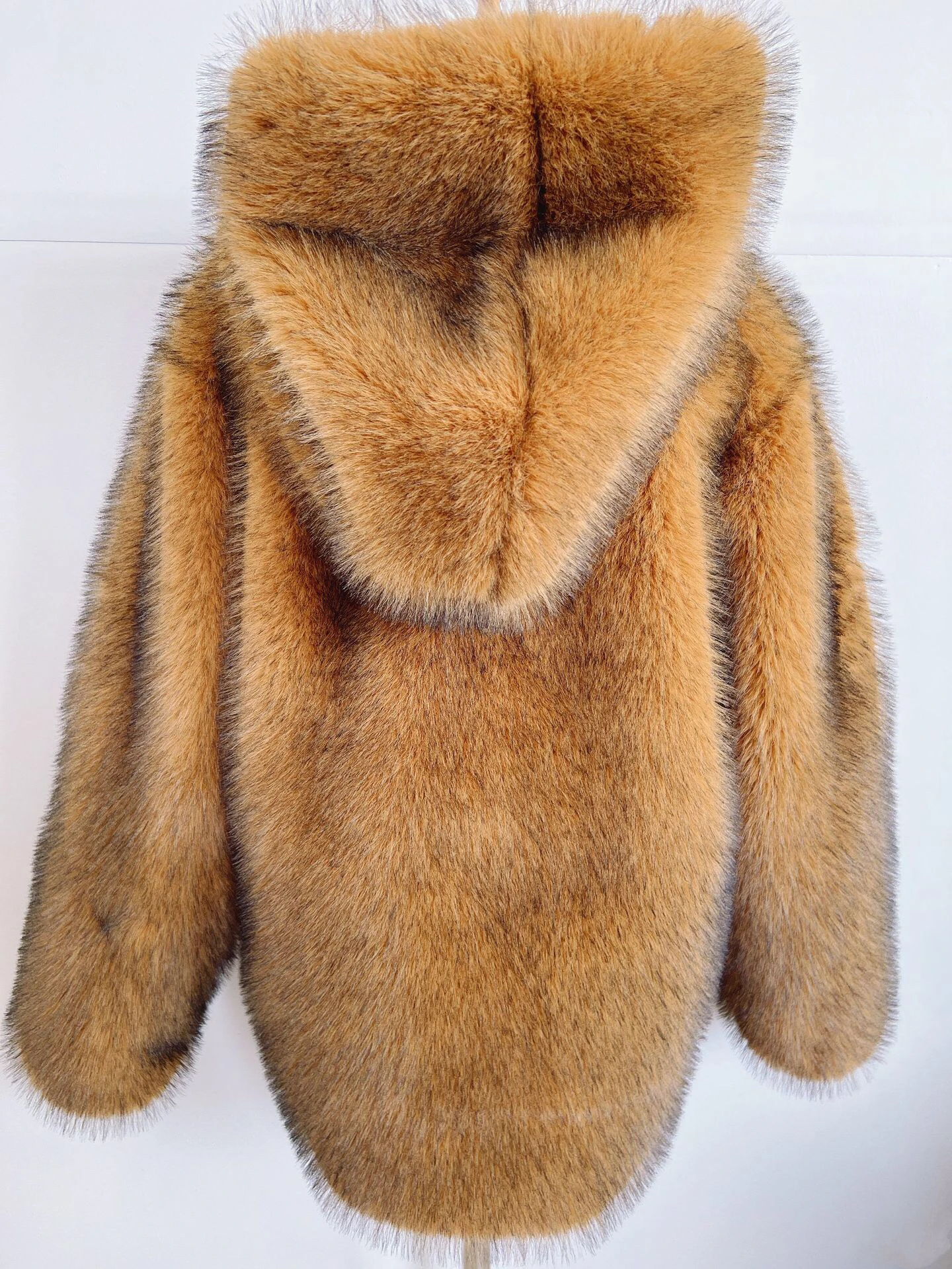 New fashion custom logo  imitation fur coats  Wholesale hooded outwear High Quality artificial fur long jackets for ladies