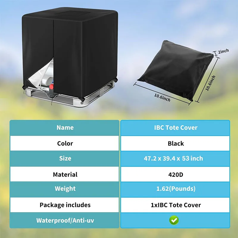 420D Анти-ультрафиолетовая водонепроницаемая крышка IBC Tote 1000L контейнер 275 галлон дождевой бочонка уличная Солнцезащитная оксфордская мебель чехлы