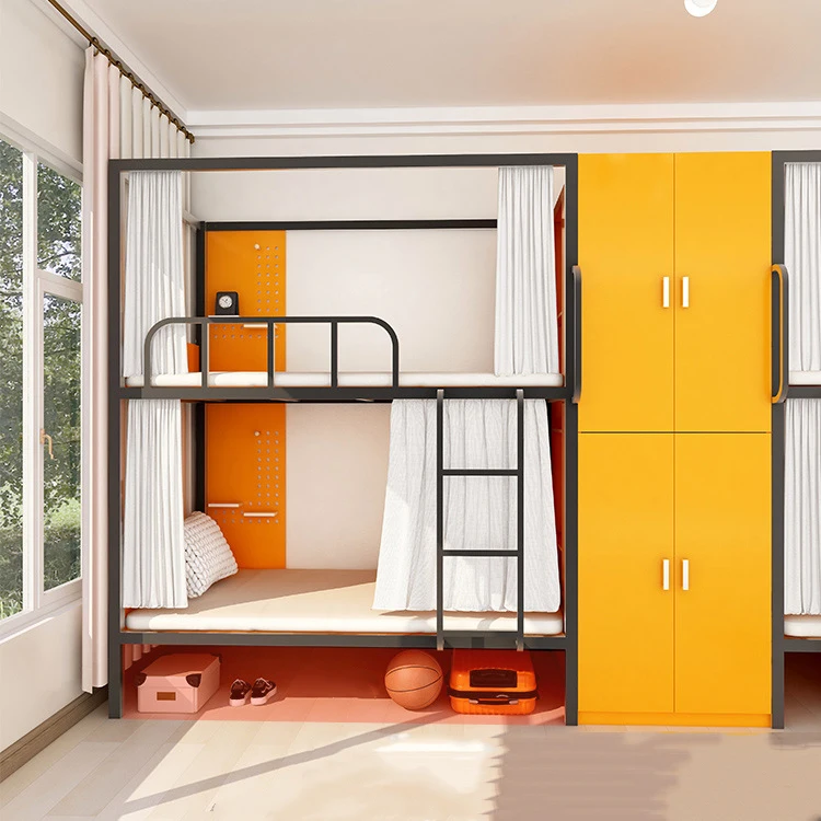 Gaming hotel capsule bed youth hostel apartment iron bed school dormitory staff upper and lower sealed board beds