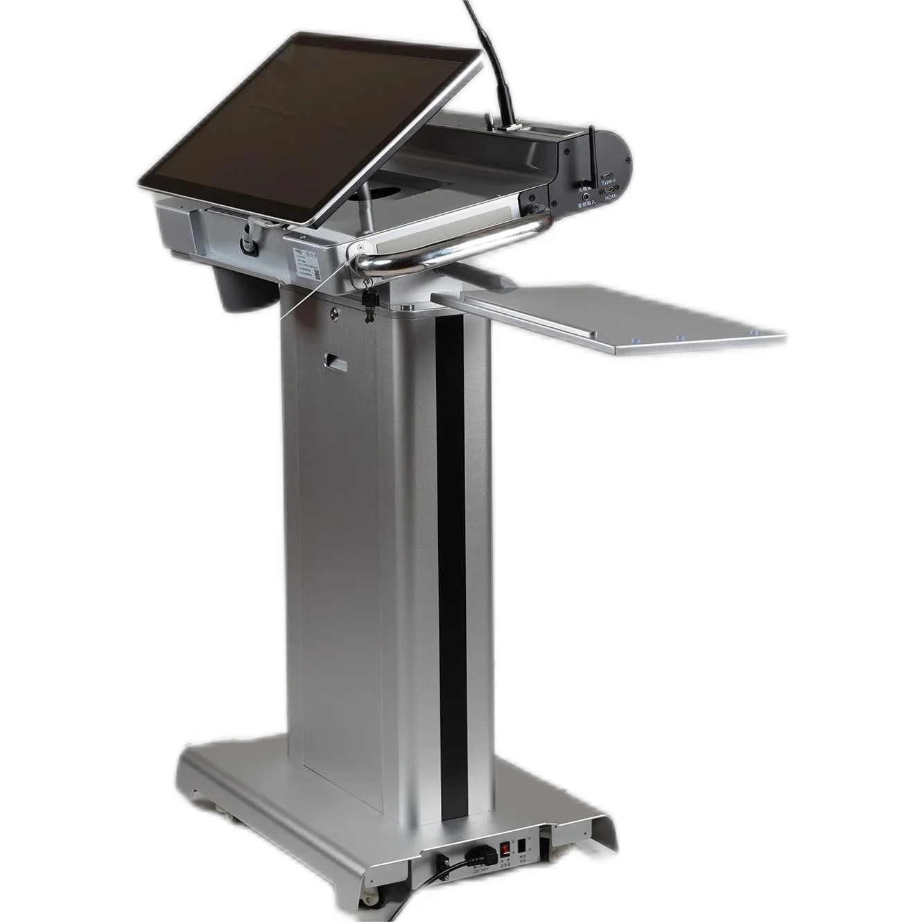 Slim Aluminum body multimedia system church pulpit speaker podium stand lecture lectern table for meeting room & classroom
