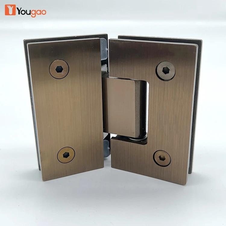 Manufacturer 304 Stainless Steel 135 Degrees Brushed Copper Door Clamp Adjustable Soft Close Hydraulic Shower Door Glass Hinge