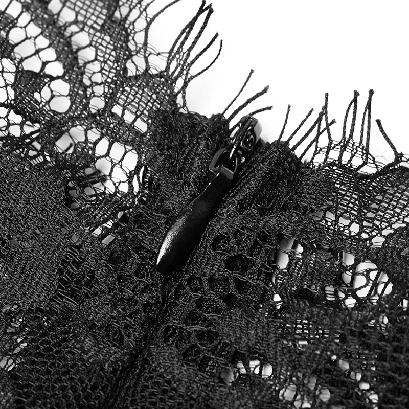 
OPQ-333 PUNK RAVE gothic lace stitching V-collar casual dresses women summer dress black 