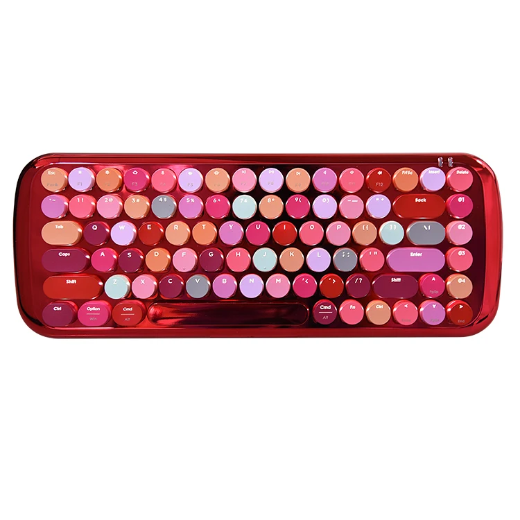 Custom Office Mini Fashion Design Girl Dot Wireless Colorful Wired Retro Round Keycaps Mechanical Keyboard
