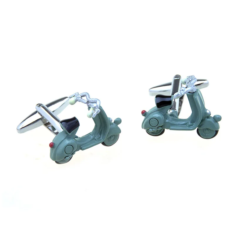 Wholesale Cool Designer Blue Green Mini Motorcycle Novelty Cufflinks Custom Mens Suit Shirt Accessory Tuxedo Jewelry Cufflinks