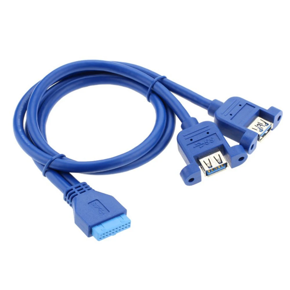 
USB3.0 male to female baffle cable Dual Ports cord dual USB 20pin extension with ears screw holes to fix the panel 