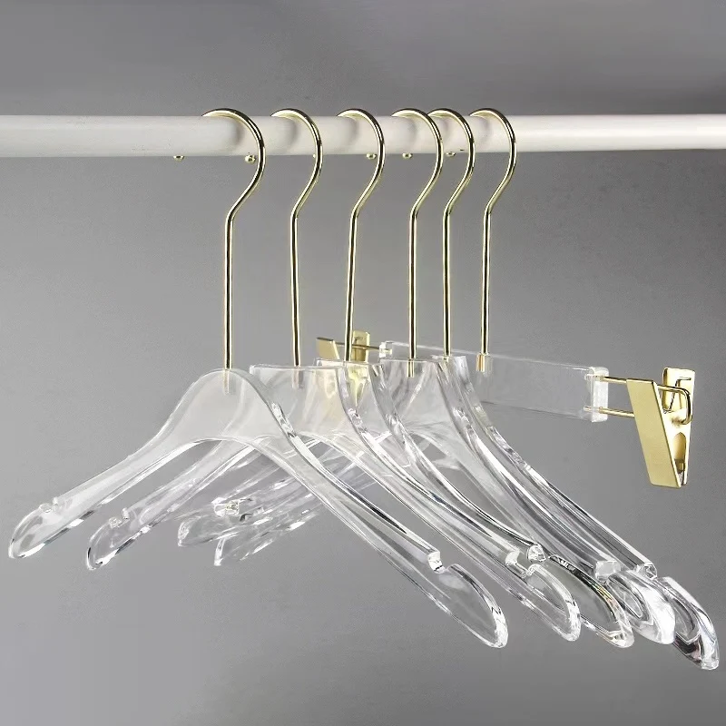 Beishite Custom Solid Chrome Gold Coat Acrylic Hanger Wholesale Clear Transparent Clothes Acrylic Hangers