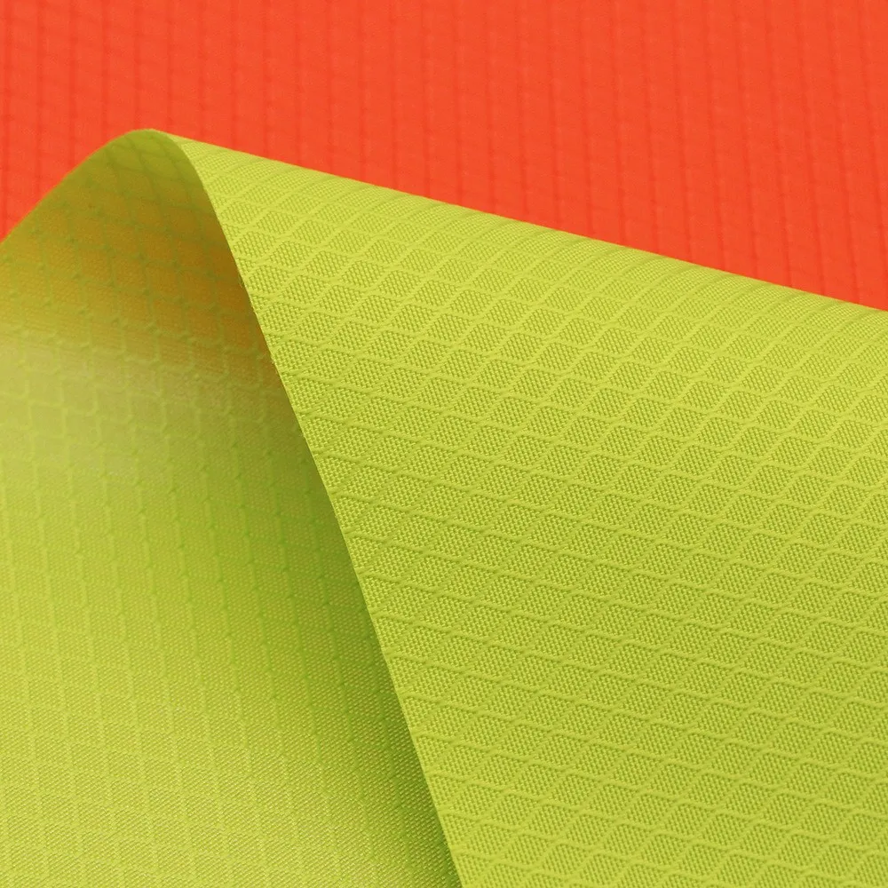 Rpet recycled poly diamond dobby pu coating waterproof fabric backpack