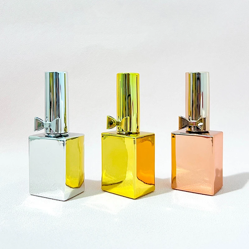 Luxury 15ml Fancy Uv Nail Gel Bottle Empty Nail Polish Bottles Gold Silver Rose Gold Nail Polish Glass Bottle  With Brush