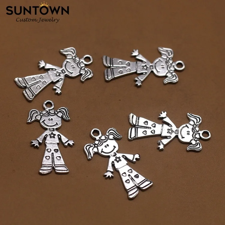 Suntown Kids Accessories Girl Pendant Jewelry Baby Girl Charm Silver Jewelry Alloy Jewellery For Bracelets Bangle Charms Joyeria