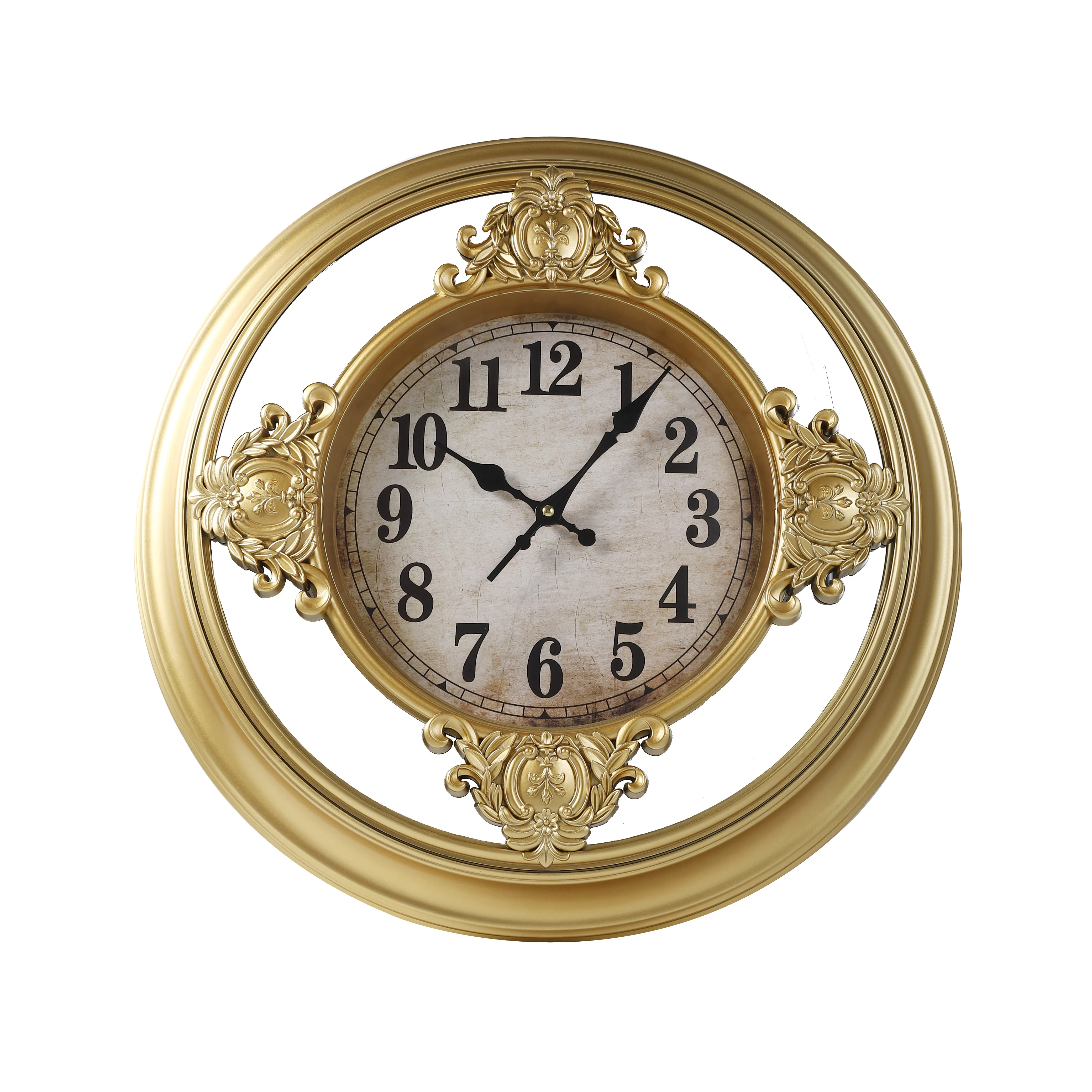 50CM Luxury Vintage Retro Round Gold Frame Wall Clock