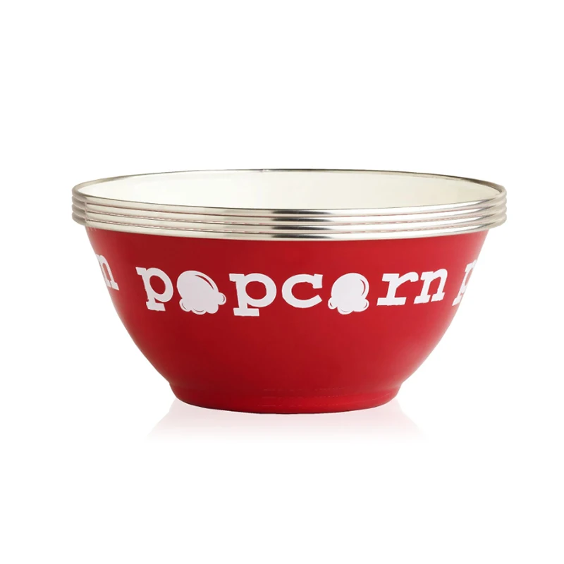 Wholesale Hot Sale Large Capacity Metal Salad Bowl Custom Size 12cm 16cm 18cm 20cm 26cm  Enamel Popcorn Bowl