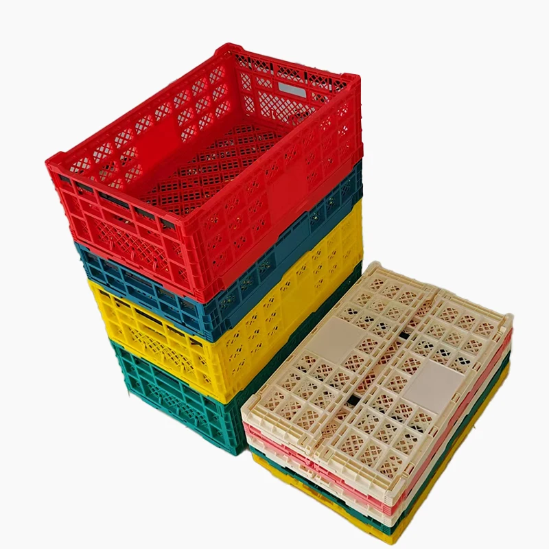 Agriculture HDPE Plastic Foldable Folding Vented Collapsible Fruit And Vegetable Storage Stackable Folding Crate
