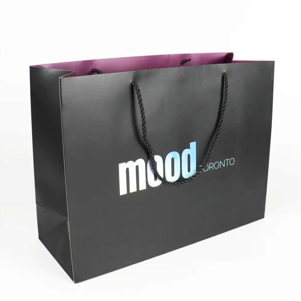 Printed Shopping Purple Elegant Paper Bags Logo Newborn Baby Gift Packaging Biodegradable Ecommerce Happy Birthday Paper Bag