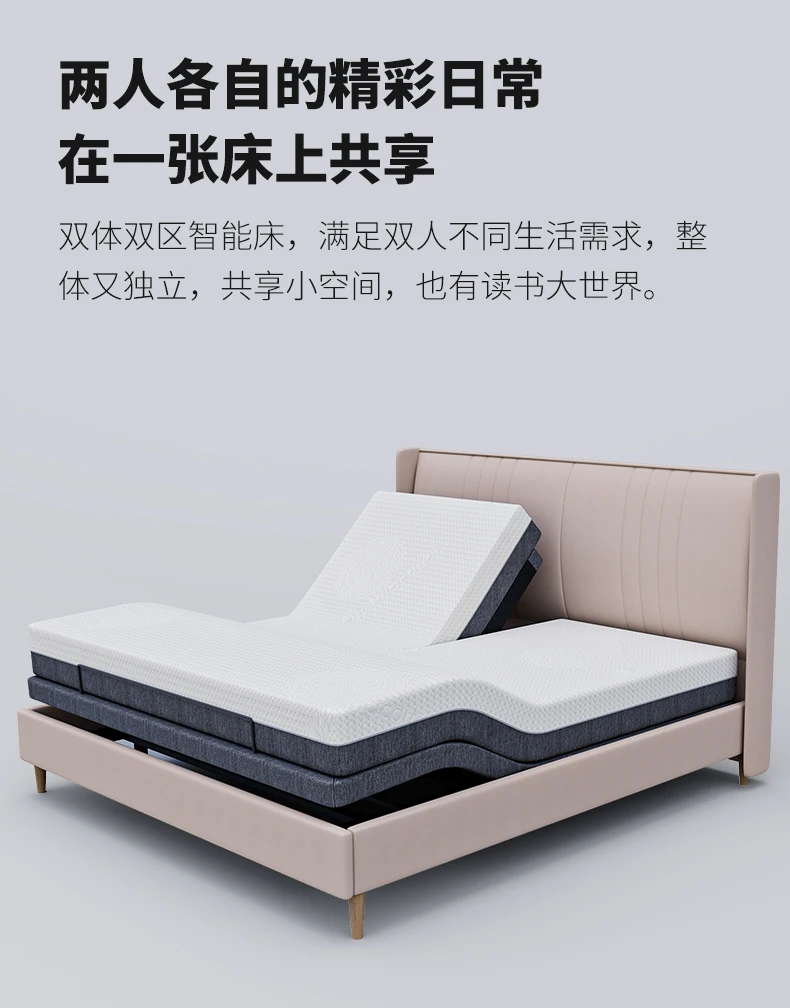 Adjustable Bed Frame Smart Bed Twin XL - Upholstered Bed Base with Massage, Wireless Remote, Ergonomic Foot&Head Incline