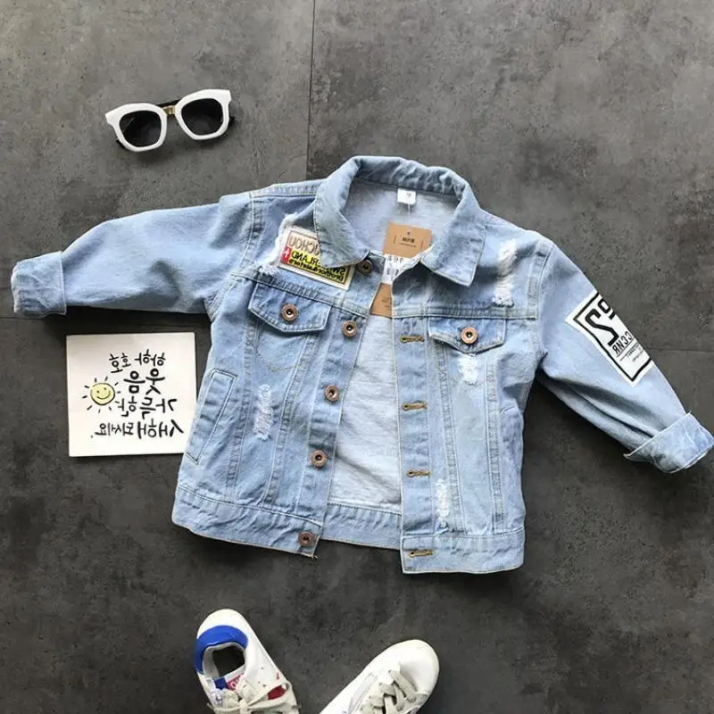 Spring New Boys Denim Suit Fashion Trend High Quality Denim Jacket 3 Piece Set For Kids 2-7 Years Old