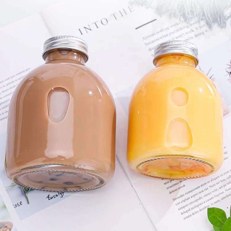Clear 250ml 350ml 500ml juice glass bottle milk juicer drinking bottles for beverage