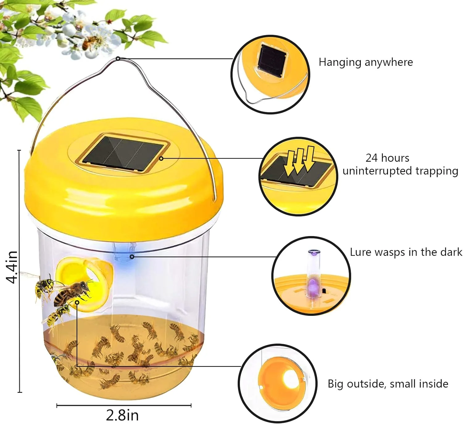 Outdoor Hanging Yellow Jacket Trap Carpenter Bee Traps Hanging Yellow Jacket Reusable Hanging Hornet Trap