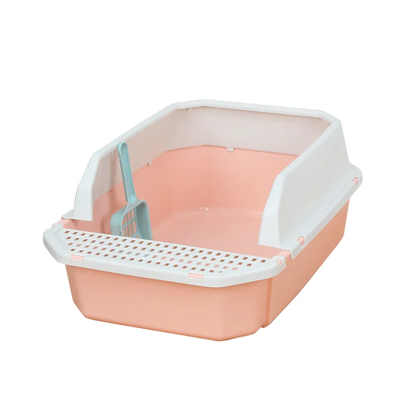 Cat Clean Up Products Plastic Large Space Semi closed Open Cat Toilet Box Pet Litter Box Sandbox