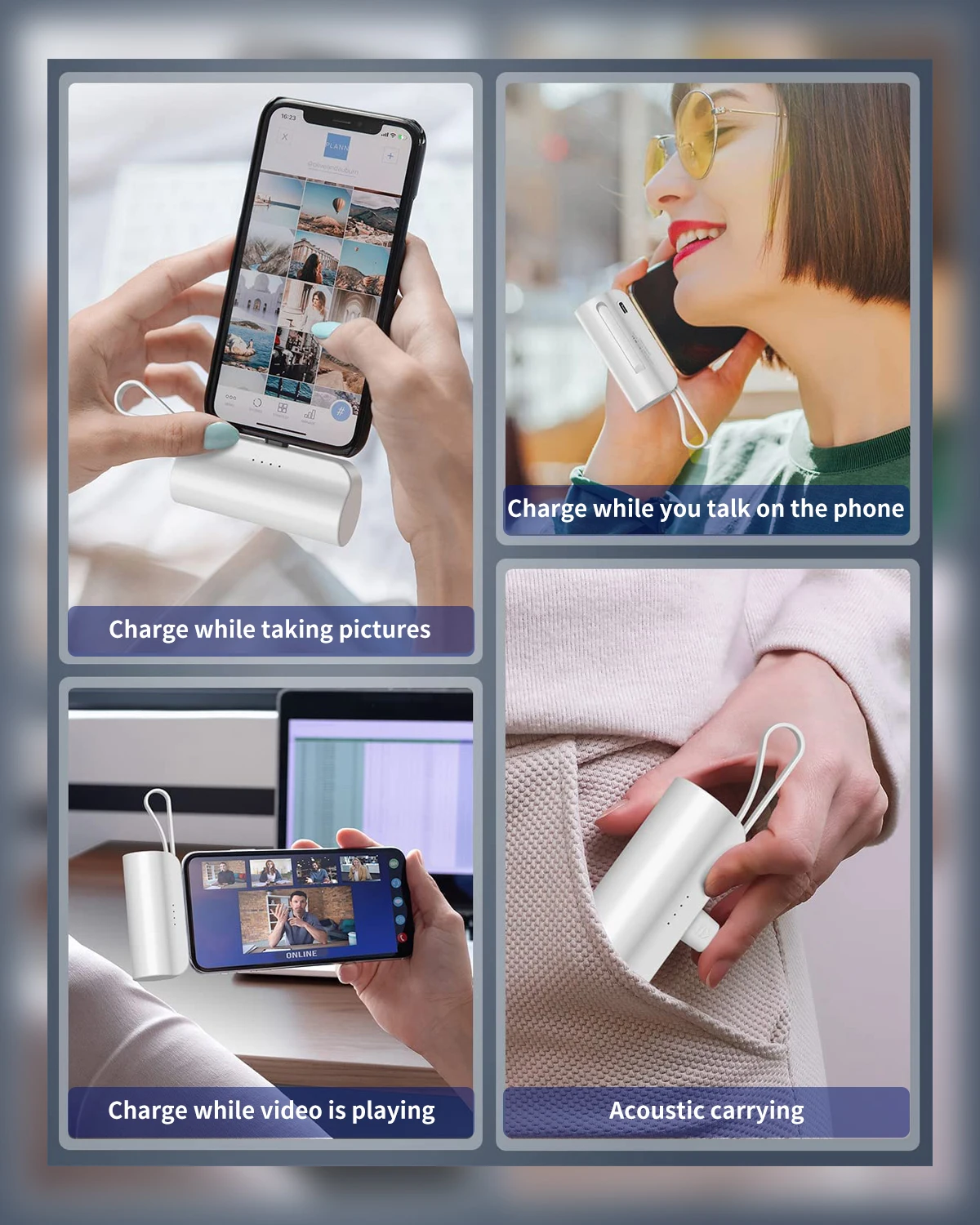 2023 Portable Charger Romoss Power Bank 8000mAh Ultra Compact Portable Phone Charger 5V3A Output Battery Pack Built-in Type-C