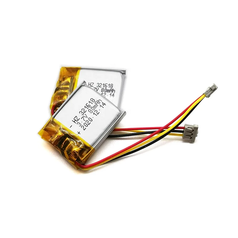 KC IEC62133 high quality 321618 small lipo battery 3.7v 75mAh 80mah smart watch battery with UN38.3