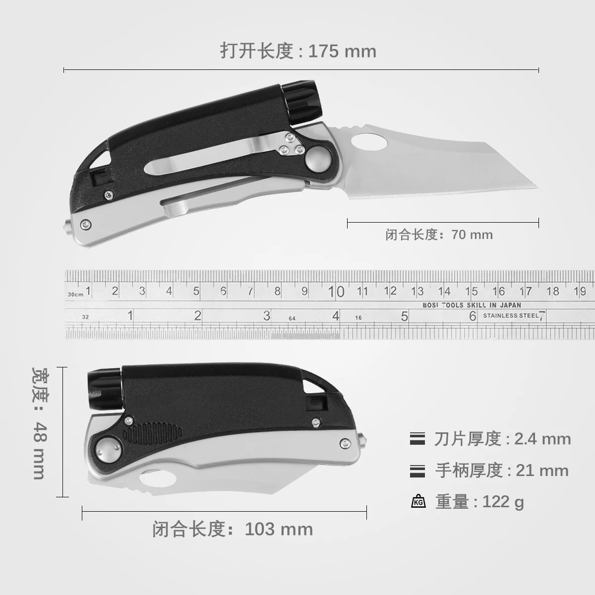 Best Outdoor Camping & Hunting EDC Folding Pocket Knife Tactical Survival Foldable Knife with Fire Starter LED Stainless Blade