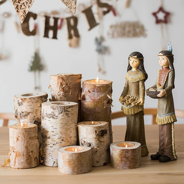 Vietnam Wholesale Natural Candle Stand Holders Tea Light Decorating Pillar Wooden Candle Holders