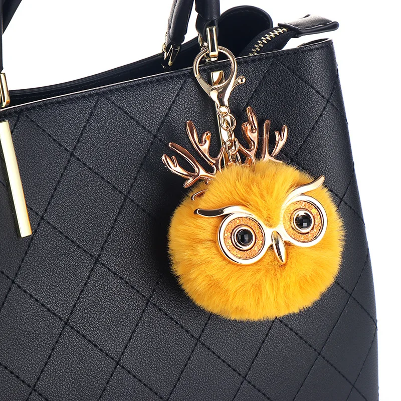 Plush doll owl can be customized 8 cm hair ball keychain bag pendant