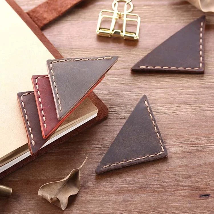 
crazy horses genuine leather bookmark customized leather bookmark triangle shape 