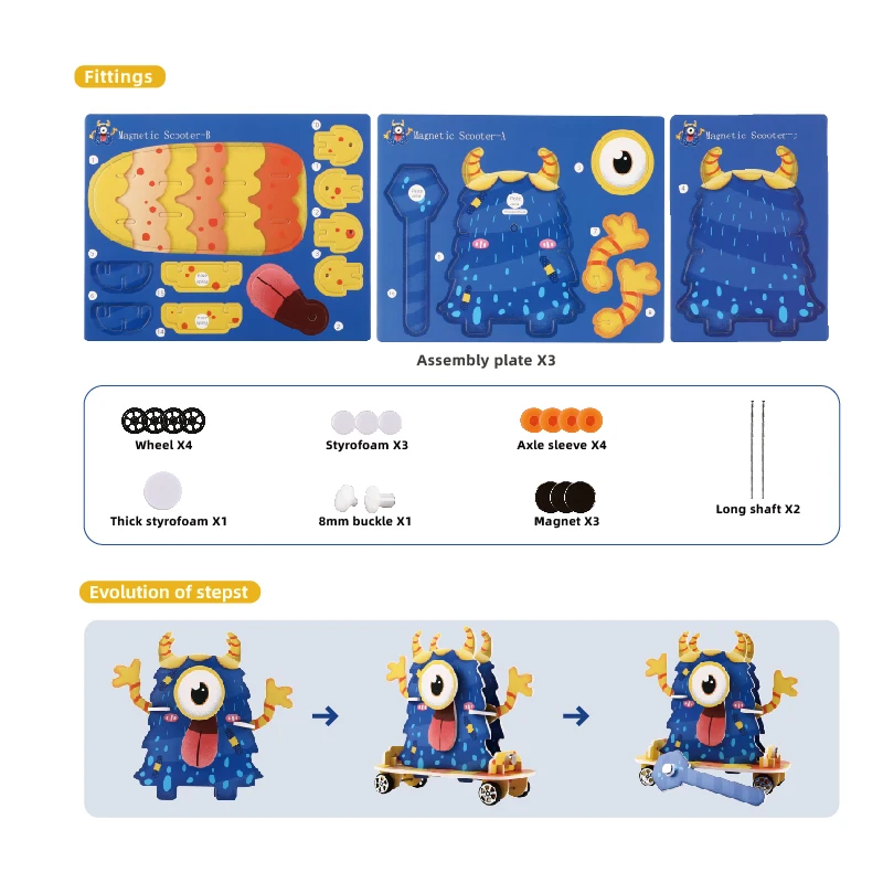DIY  Handmade Fun Experiments Sclence Experiments Kit Mini Magnetic Scooter For Kids