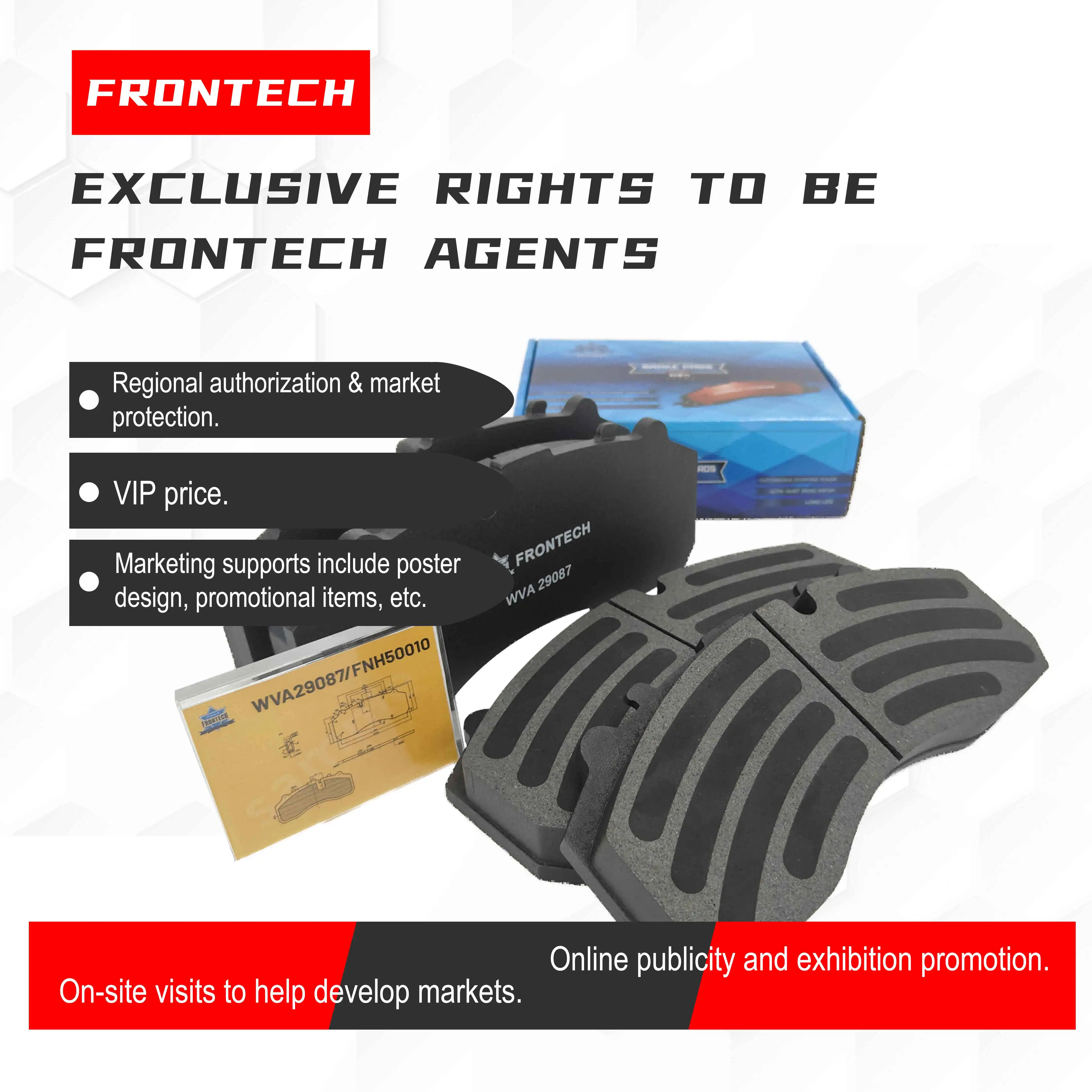 Frontech Bus Brake Pads For 2023 Toyota Hiace Coaster & Zhongtong Bus Parts Hino & Hyundai County Brake Pads for Trucks on Sale