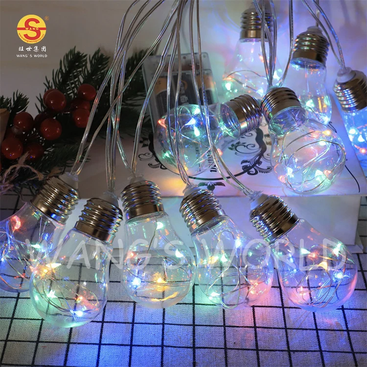 IP44 Solar Powered Indoor Outdoor Christmas String Lights Plastic Bulbs for Garden