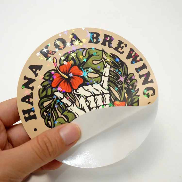 Custom Personalized Adhesive Water Resistant Outdoor Vinyl Holographic Stickers With Star Holo Effect