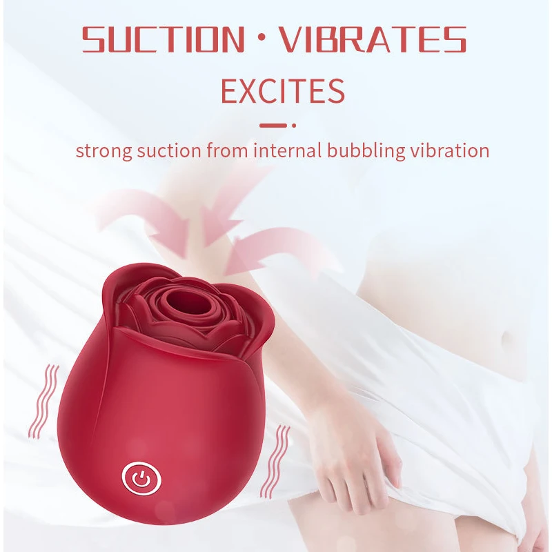 Sheyay Red Rose Shaped Suction Couples Sex Toy Vibrator Flower Adult Products Sexual The Sucking Rose Vibrator For Women