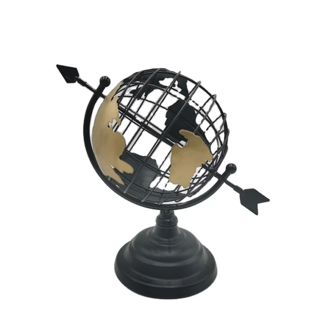 
World 31*16*26 black gold office table metal accessories globe for home decoration 