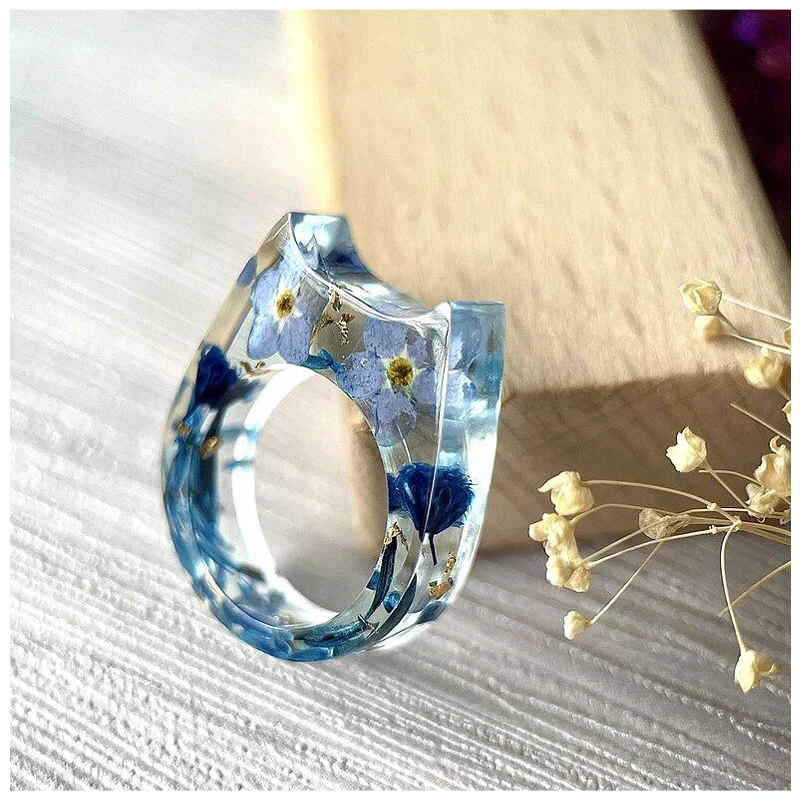 New style Cute Cat ear Purple dry flower acetate Resin ring for girl fashion jewelry factory custom wholesale acrylic resin ring