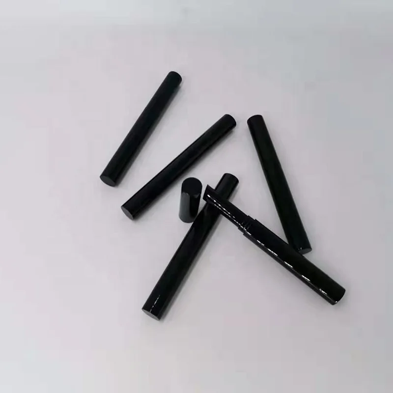 High quality slim lipstick tube round lip balm container cosmetic packaging black thin lipstick tube