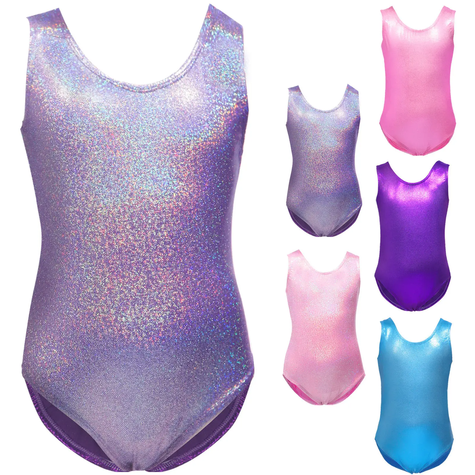 Sleeveless Rhinestone Professional Cotton Spandex Fabric For  leotards gymnastics girls