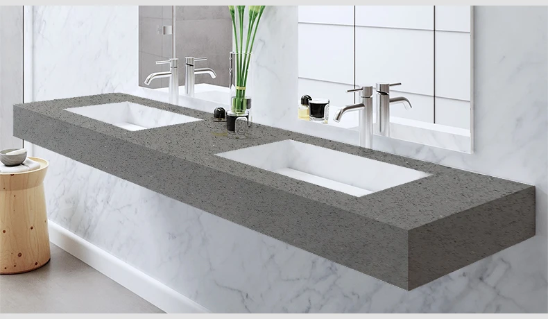 TMZ OEM/ODM Hot Sale Sparkle Series Polished Surface Grey Color Quartz Stone for Home Decoration