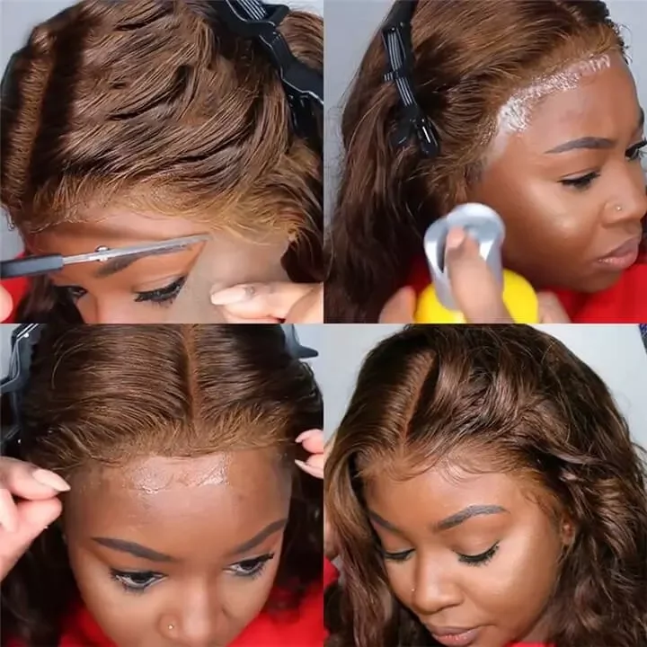 Body Wave Chocolate Brown Color Human Hair Wigs 13x6 Lace Front Wig Pre Plucked Remy Hair HD Transparent Lace Wigs 250 density