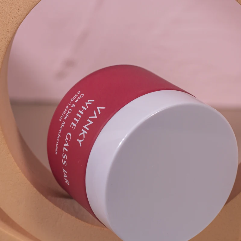 Hot sale 50ml glass jar luxury cosmetic packaging cream glass jar with screw lid new design red color