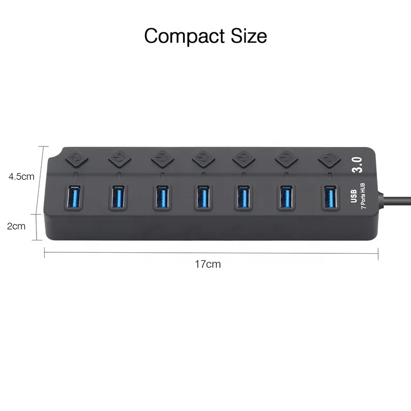 Usb Hub 3.0 5Gbps High Speed 7 Port Usb 3.0 Hub Splitter On/Off Switch For Macbook Laptop Pc