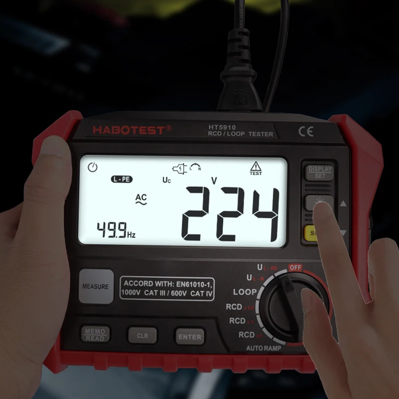 Habotest HT5910 Digital Rcd loop Tester Resistance Electrical Instrument