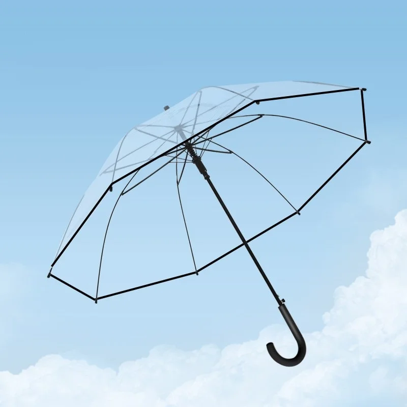 16K Fashion Simple Umbrella Waterproof Sturdy Transparent Clear Safety EVA Umbrella For Student
