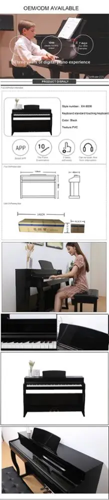 Black Digital Keyboard Bass Piano 88 Keys