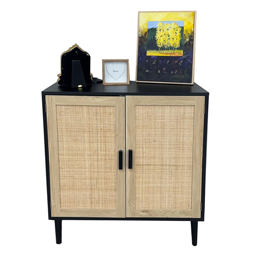 Youlike Customized Solid Wood Buffet Cabinet Sideboard Storage with PE Rattan Decor Doors