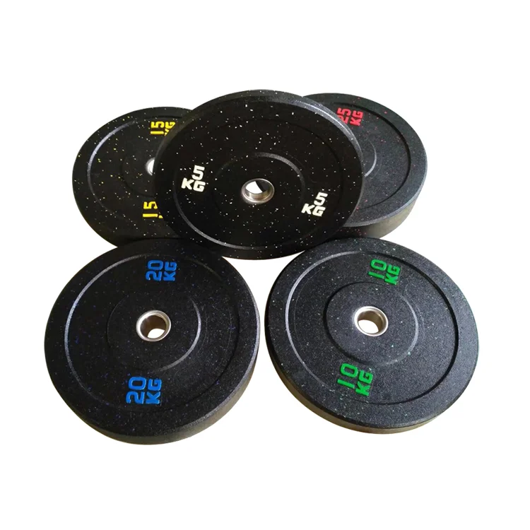 Factory Free Weight Color Speckle Rubber Solid High Temp Crumb Bumper Plate 5kg 10kg 15kg 20kg 25kg Weight Plate